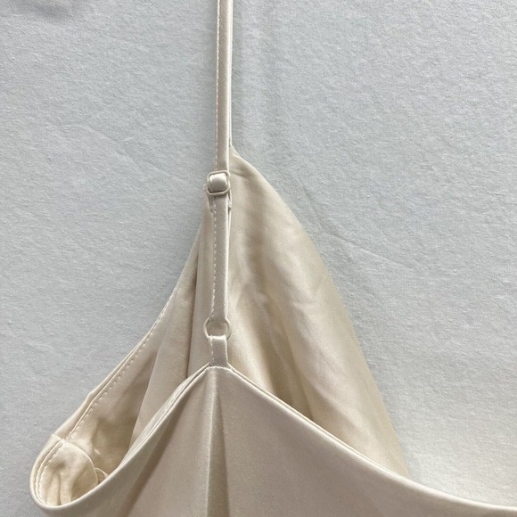 NWT Express Satin Slip Dress Large Cream Sleeveless Strappy Wedding - Picture 8 of 16